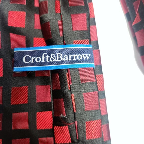 Croft And Barrow Tie Men's Silk Necktie Silk Red and Black 100% Silk - Picture 4 of 5